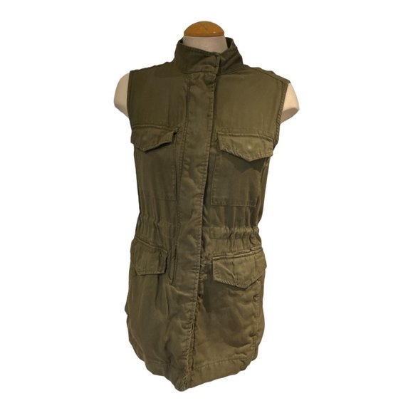 GAP Utility Cargo Vest Army Green Size Small Drawstring Waist Ample Pockets - Picture 5 of 12